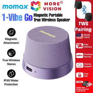 Momax 1-Vibe Go Magnetic Portable True Wireless Speaker Phone TWS Stereo Waterproof IPX6 Bluetooth Mini Travel Outdoor