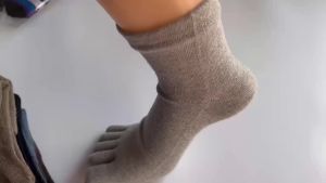1/5 Pairs Mans Wool Five Finger Socks Short Winter Solid Sweat-Absorbing Business Thick Thermal Anti-Bacterial Warm Toe Socks2026
