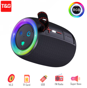 T&G TG-434 TWS Bluetooth Portable Wireless Full Bass Fabric Speaker with LED Colorful Light Modes