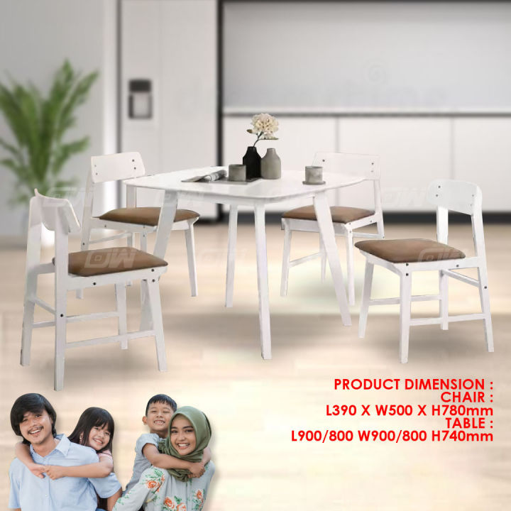 Nano-White 1+4 Grey Wooden Dining Set / Round Table / With 4 Dining ...