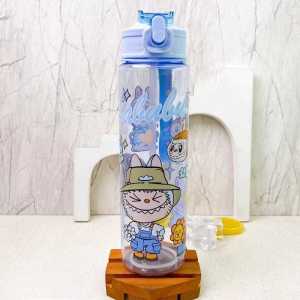 [Ready Stock] Botol Air Kanak-Kanak Kuromi / Labubu 800ml – Comel Kalis Tumpah & BPA Free | Botol Minum Dengan Straw + Tali Sling | Sesuai untuk Sekolah & Travel