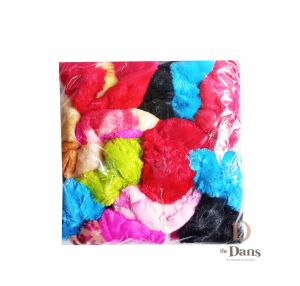 Isi 12 Pcs Ikat Rambut Cepol Karet Bulu-Bulu Pendek Corak Multiwarna