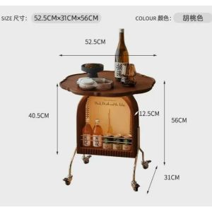 UrbanSpace SG- Wooden Round Table Living Room Coffee Table Mobile Coffee Table Bedroom Bedside Table Side Table Balcony Tea Table