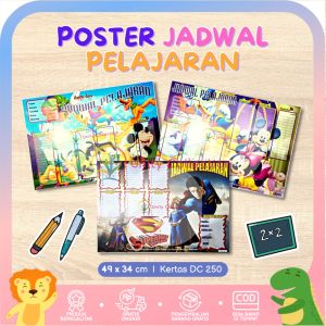 Poster Dinding Edukasi Anak Jadwal Pelajaran Gambar Karakter