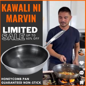 Trending na Kawali ni Marvin 32CM Big Frying Pan/ Stainless Steel Gas Range & Induction Pan Wok Pan