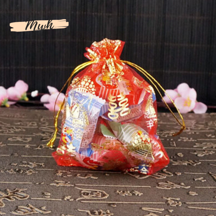 Traditional Chinese Wedding Door Gift Small Red Golden Texture Pocket ...