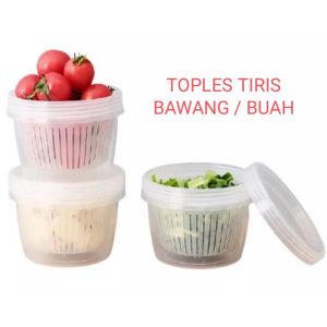 TS Toples Tiris Bawang Sayur Bulat Transparan / Mangkok Saringan Penyimpanan Serbaguna