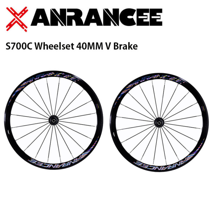 ANRANCEE S700C Wheelset Road Bike 40MM V Brake Wheel Set 1 Pair 20 Hole