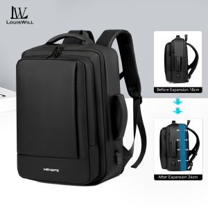LouisWill Fashion Mens Backpack Business Laptop Backpack Expandable Large Capacity Travel Backpack Men 15.6inch Laptop Backpack Anti-theft Multi-function Backpack