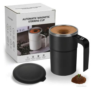 304 stainless steel Automatic Electric Coffee Cup Rechargeable Smart Temperature Display Milk Shake Magnetic Stirring Cup Stainless Steel Handle
