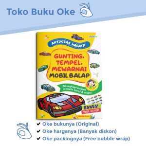 Buku Anak Aktivitas Kreatif Gunting Tempel Mewarnai Mobil Balap Full Color Bonus Stiker