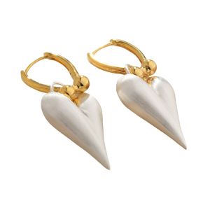 YHDFX รูปทรงเรขาคณิต ต่างหูห่วงหัวใจ จี้รูปความรัก มีเท็กซ์เจอร์ ต่างหูลายเส้นโลหะ หวานหวานแหววว อุปกรณ์เสริมสำหรับผู้หญิง ต่างหูรูปหัวใจ สำหรับผู้หญิง