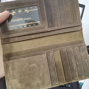 Dompet kulit panjang tipis Lipat Crazy horse