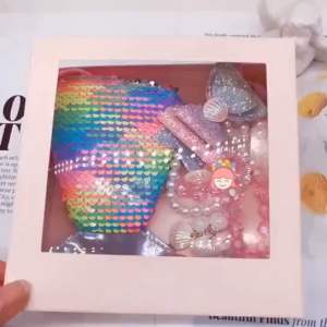 Ready Stok in Malaysia~7pcs/lot Sequlin Heart Shape Mermaid Accessories With Small colourful Change storage bag