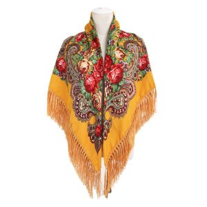 HEALMEYOU Vintage Fashion Pashmina Big Size Printing Russian Style Shawl Tassel Scarf Wraps Square Scarf