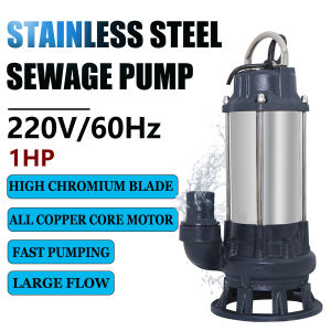 EURORECAR Submersible Pump 220V 1HP High Lift Flow Low Head Stainless Steel Cuting Sewage Drainage Floating Pump 30GPM