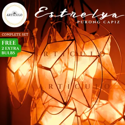 ARTICULO capiz light: ESTRELYA 5 OR 6inch ( authentic capiz open star WITH LIGHTS in series )