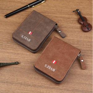 Leather Travel Folding Wallet with Attached Flip Pocket for Men | Slim Short Credit Card Holder Wallet Men New 2025 Gift Box Zero Wallet Retro Casual Wallet Christmas Gift Ideas