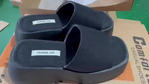 [Free Shipping] Thick-Soled One-Strap Sandals For Women Suitable For Outdoor Wear 2026 Summer New Collection Black Height-Enhancing Design
