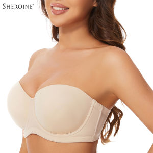 Sheroine Large Size Strapless Bra for Big Busts Push Up Underwire Multiway Full Coverage Lightly Padded Bras with High Support2026