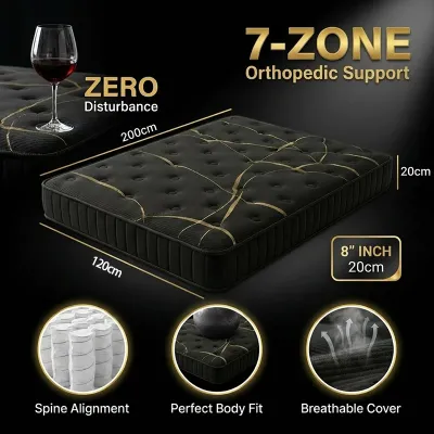 DreamHug 7.8 Inch Queen/King Memory Foam Latex Spring Mattress 2 Person Bed Medium Firmness Pressure Relief Soft Comfortable Silent
