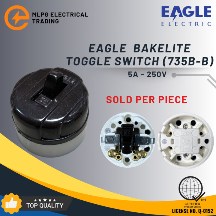 2-Pack Circle F Brown Toggle Switch – 10A 125V / 5A 250V – Bakelite Flush Mount #2036