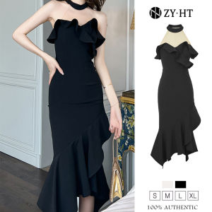 ZY.HT EraVogue เดรสผู้หญิง เดรสสีดำ สีขาว เดรสหางปลา เดรสเกาะอก เดรสคล้องคอ เดรสเซ็กซี่ เดรสไฮโซ เดรสออกงาน เดรสไปงานแต่ง เดรสฝรั่งเศส 20495