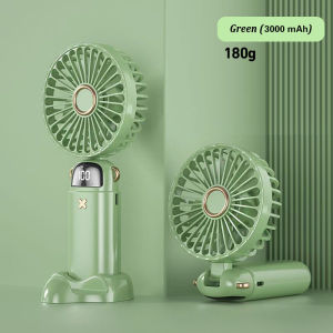 ELEMIX 6000mAh Portable Mini Fan USB Folding Fan Rechargable Handheld Fan Hanging Neck Electric Fan Small Folding Desk Fan Smart Led Digital Fan