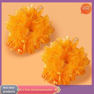 Graceful 1Pair Fashion Cute Big Fluffy Flower Hair Rings For Kids Dance Hair Accessories Colorful Sweet Elastic Rubber Band Gifts