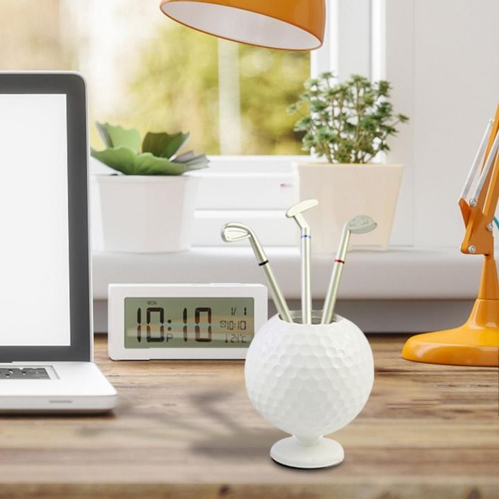 OOG 1 Set Anti Slip Base Golf Ball Pen Holder Mini Golfer Pens Golf Ball Pencil Holder Golf