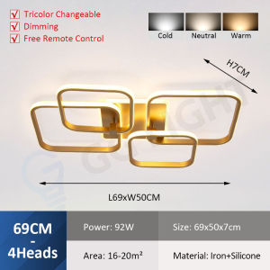 90CM Modern Led Circle Ring Ceiling Lights For Living Room Bedroom Chandelier Study Room Ceiling Lamp Golden Ceiling Lamp