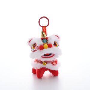 HUIHEYU Awakened Lion Lion Dance Keychain Year of Horse Cartoon Lion Dance Pendant Funny Plush Toy Doll Chinese New Year Gift Small Gift