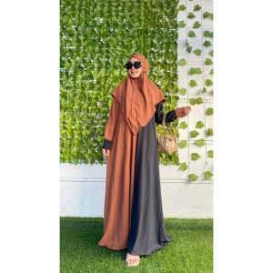 Mahyra Gamis Syari Free Khimar Bahan Crincle Airflow Gamis Lebaran Terbaru Size L XL XXL Dress Wanita Busui Friendly Fashion Muslim Mewah