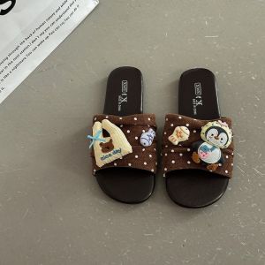 [Free Shipping] Soft-Soled Flat Sandals For Women 2026 Summer Outdoor Wear Cute Casual Style Cartoon Slippers Slide Sandals