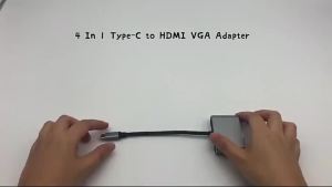 4in1 Hdmi to Type-c Usb Hub Adapter 100W PD VGA Docking Station Splitter For Laptop