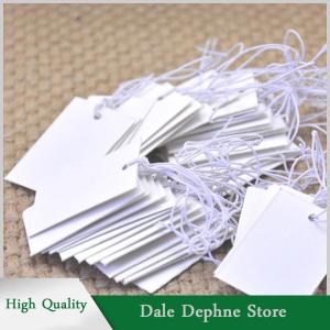 [Dale Dephne] ป้ายราคาเครื่องประดับกระดาษสีขาว100ชิ้นพร้อมเชือกยางยืด5*3ซม.