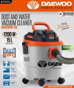 MYDIYHOMEDEPOT - DAEWOO VACUUM 15L DRY AND WET VACUUM CLEANER AND DUST BLOWER MODE 1200W DAVCW90-15L 3 MODE DUST AND WATER VACUUM AND DUST BLOWER VACUUM CLEANER 6 MONTHS WARRANTY
