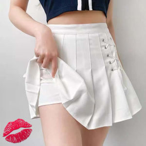 ☆XS-3XL☆ Half - length skirt female new pleated skirt student Korean style high waist all - match short skirt A - line tie skirt