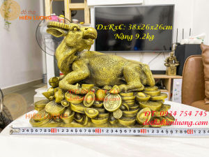 Tượng trâu nằm bằng đồng phong thủy cỡ đại DxRxC: 40x26x26cm nặng 9.2kg
