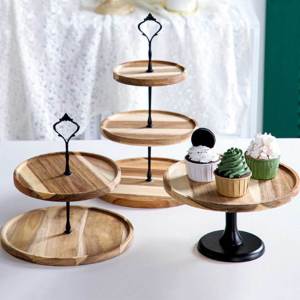 Wooden decorative cake stand with 3-layer tray cupcake stand dessert table home party fruit plate display