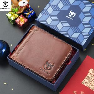 Ví nam bóp nam ngang da bò thật cao cấp đẹp nhiều ngăn cầm tay đựng tiền đựng thẻ bullcaptain full hộp mẫu mới B03