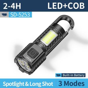 SENTER MINI 3 LED SMILING SHARK SD-5253 - 3 MODE CAHAYA - BISA DI GANTUNG - BISA CAS - TYPE-C