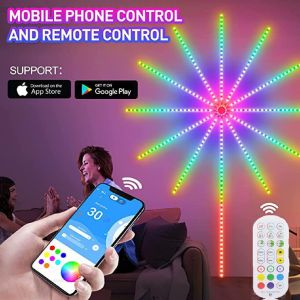 【Ships From Metro Manila】 Fireworks LED Strip Light Christmas RGB Festoon Fairy Light Music Control Meteor Lamp Marquee Home Wedding Room Decor Light Tape