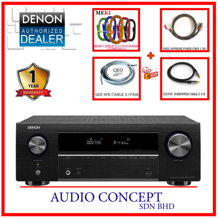 Denon AVR X550BT 5.2 Channel AV Receiver (4K/ 130W) + Free Gift