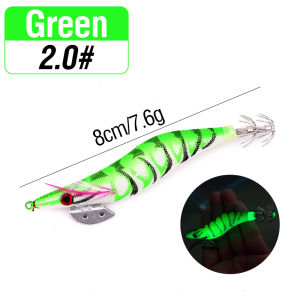 1pcs Hard Shrimp Fishing Lure For Squid Hook/Jigs 2.0#/2.5#/3.0# Cuttlefish Sea Bass 3D Eyes Hard Simulation Luminous Wood Baits