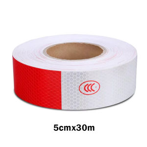 100pcs Stiker Reflektor Merah Putih 5x30CM Reflective Tape Stiker Reflektif Stiker Pemantul Cahaya Utk Mobil Motor Truk