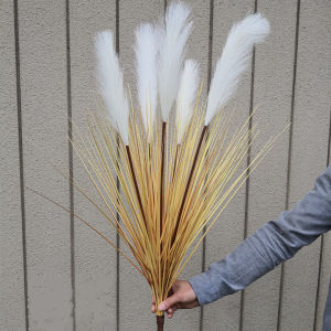 หญ้าเทียมกกก้านเดี่ยวพืชสีเขียวปลอมเหมือนจริงของตกแต่งงานแต่งงานในบ้าน