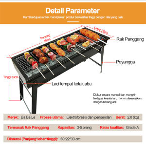 JF Indonesia Alat Pemanggang Panggang Serbaguna BBQ 60cm Multi Square Grill 60 Cm Portable /Alat Panggang Portable Barbeque Grill/Pemanggang Camping Pakai Arang /Pemanggang Portable Dirakit Lipat