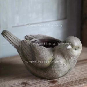 ZZSA Vintage Style Magnesium Oxide Bird Flower Pot Garden Courtyard Floral Decoration and Landscaping P7Q2M