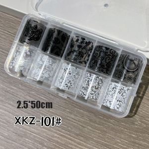 MIRELAE Leopard Print Nail Foils Lace Design Stripe Pattern Nail Art Stickers Fashion Black White Transfer Paper Manicure DIY